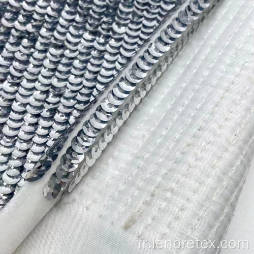 Tissu brodé à paillettes en velours coréen tricoté